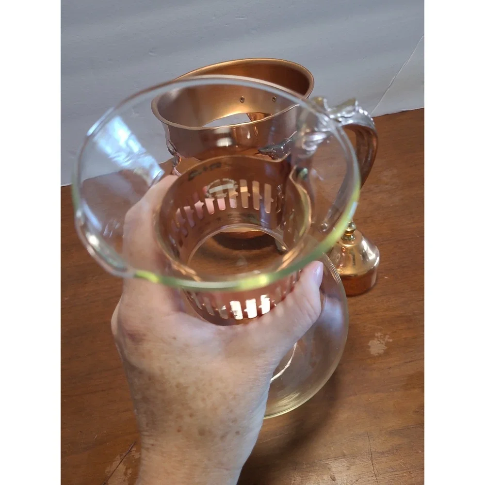 Vintage Princess House Copper & Brass Coffee/Tea Carafe with Lid and Stand